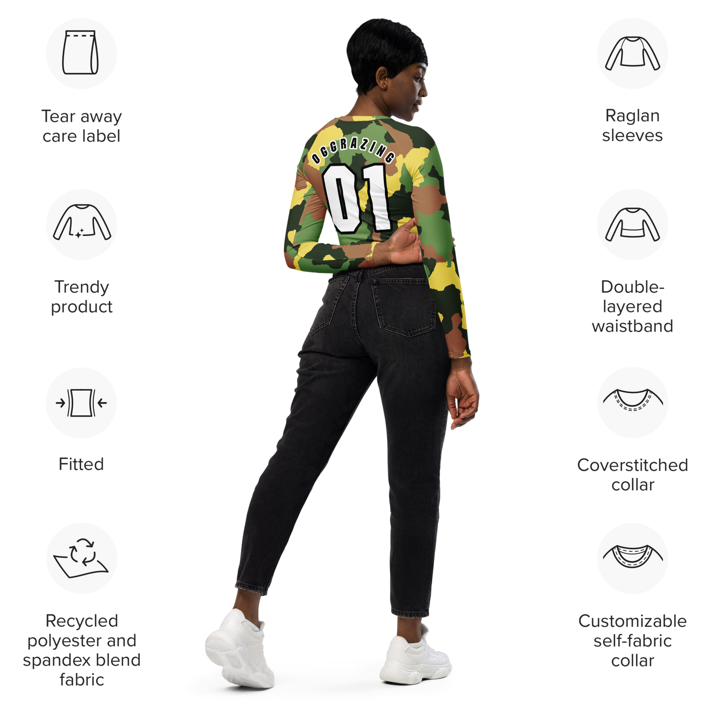 OGG Recycled long-sleeve crop top